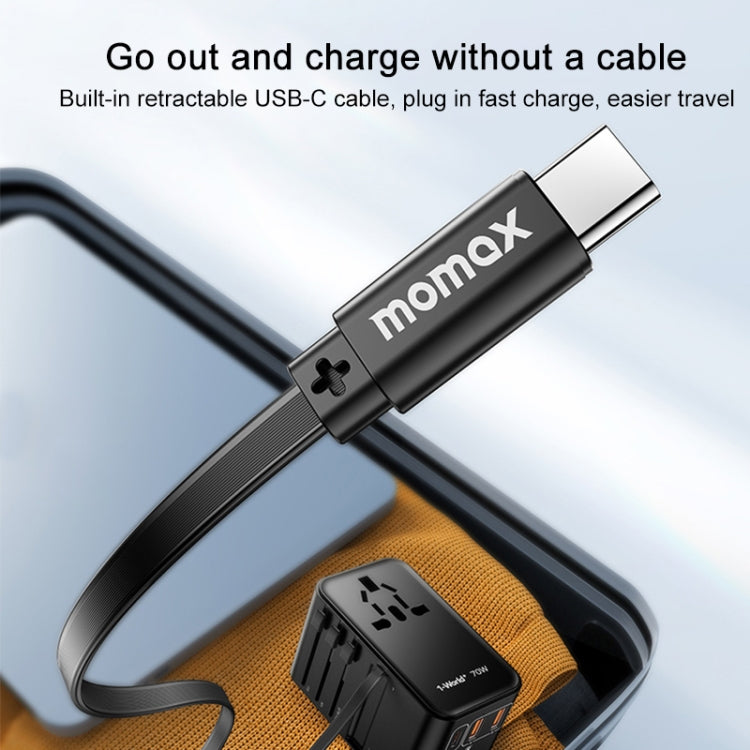 MOMAX 1-World+ 70W Gallium Nitride Expansion Cable Global Conversion Socket Power Adapter(Black)