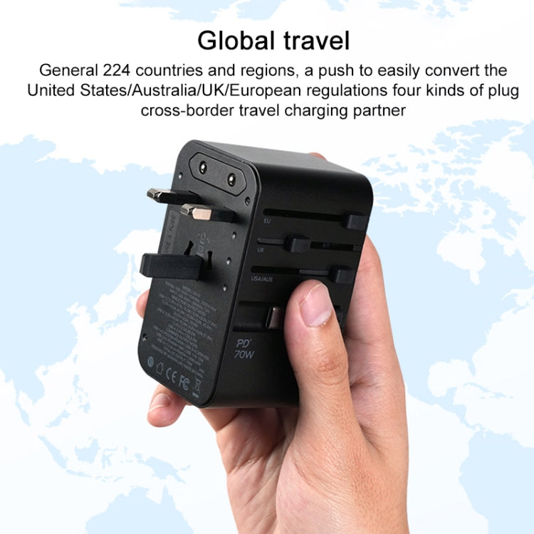 MOMAX 1-World+ 70W Gallium Nitride Expansion Cable Global Conversion Socket Power Adapter(Black)