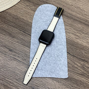 For Apple Watch Series 2 38mm Trapezoid Fold Magnetic Buckle Silicone PU Watch Band(Beige Gold)