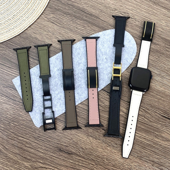 For Apple Watch Series 10 46mm Trapezoid Fold Magnetic Buckle Silicone PU Watch Band(Pink)