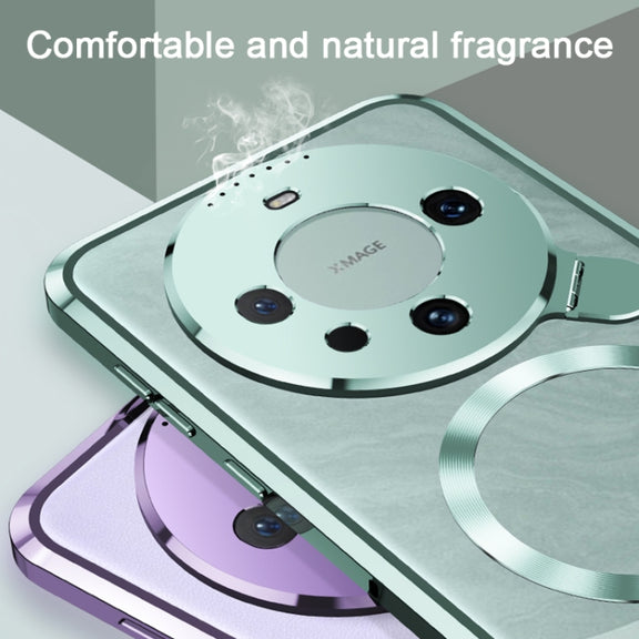 For Huawei Mate 60 Pro Aromatherapy Holder Single-sided MagSafe Magnetic Phone Case(Purple)