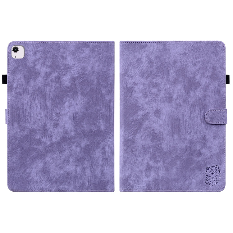 For iPad Air 13 2025 / 2024 Embossed Tiger Pattern Leather Tablet Case(Purple)