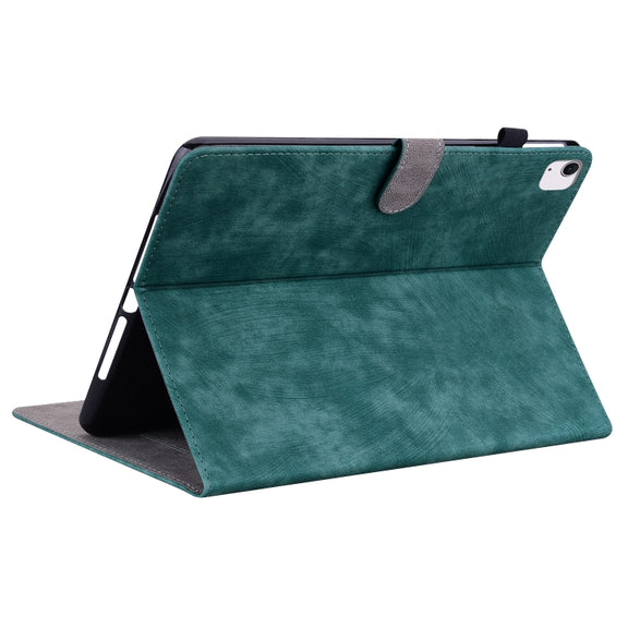 For iPad Air 13 2024 Embossed Tiger Pattern Leather Tablet Case(Dark Green)