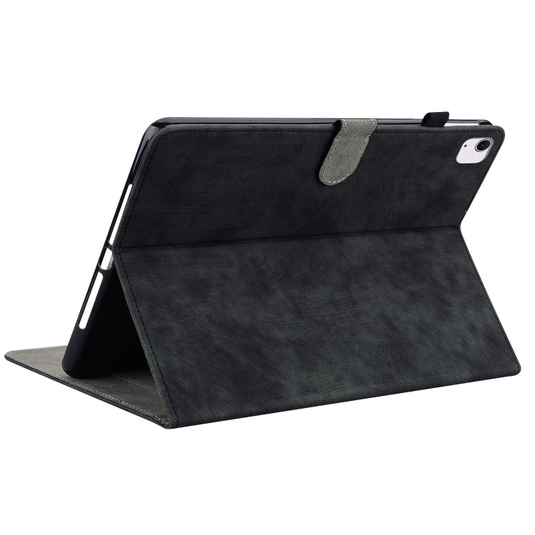 For iPad Air 13 2024 Embossed Tiger Pattern Leather Tablet Case(Black)
