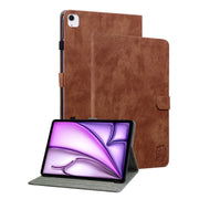 For iPad Air 11 2025 / 2024 Embossed Tiger Pattern Leather Tablet Case(Brown)