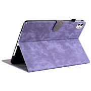 For iPad Pro 11 2024 Embossed Tiger Pattern Leather Tablet Case(Purple)