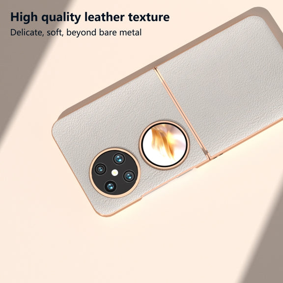 For Huawei Pocket 2 Nano Plating Genuine Leather Wave Series Phone Case(Grey)