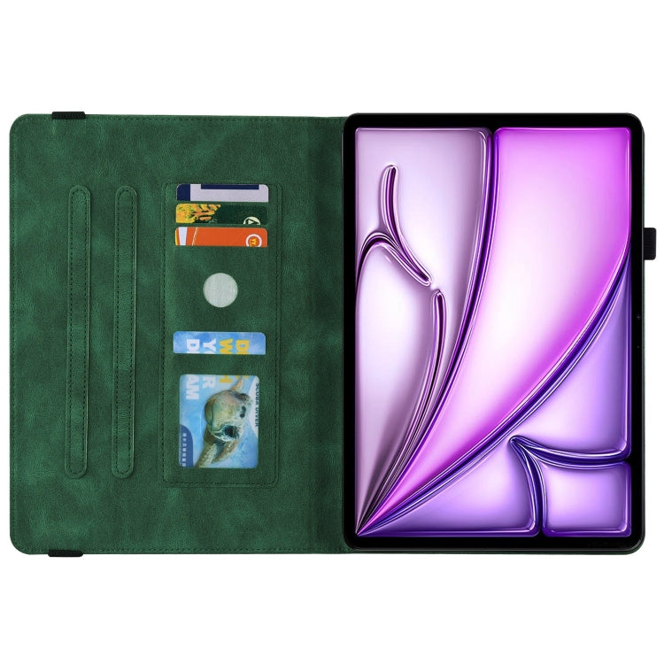 For iPad Air 11 2024 Butterfly Flower Embossed Leather Tablet Case(Green)