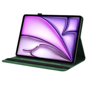 For iPad Air 11 2024 Butterfly Flower Embossed Leather Tablet Case(Green)