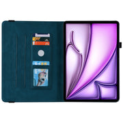 For iPad Air 11 2024 Butterfly Flower Embossed Leather Tablet Case(Blue)