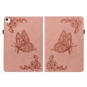 For iPad Air 11 2024 Butterfly Flower Embossed Leather Tablet Case(Rose Gold)