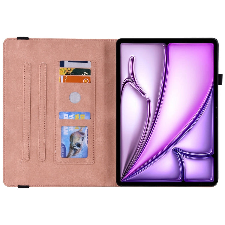 For iPad Air 11 2024 Butterfly Flower Embossed Leather Tablet Case(Rose Gold)