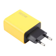 KO-71 120W Dual PD Type-C + Dual QC3.0 USB Multi Ports Charger, Plug:EU Plug(Yellow)