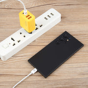 KO-71 120W Dual PD Type-C + Dual QC3.0 USB Multi Ports Charger, Plug:EU Plug(Yellow)