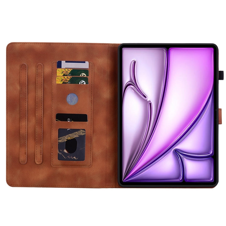 For iPad Air 13 2025 / 2024 Lily Embossed Leather Smart Tablet Case(Brown)