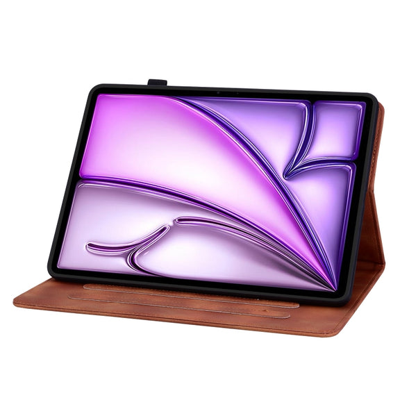 For iPad Air 13 2025 / 2024 Lily Embossed Leather Smart Tablet Case(Brown)
