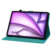 For iPad Air 13 2025 / 2024 Lily Embossed Leather Smart Tablet Case(Green)
