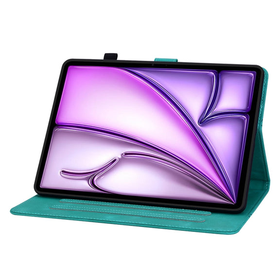 For iPad Air 13 2025 / 2024 Lily Embossed Leather Smart Tablet Case(Green)