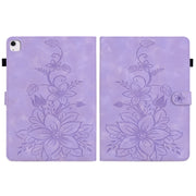 For iPad Air 13 2024 Lily Embossed Leather Smart Tablet Case(Purple)