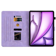 For iPad Air 13 2024 Lily Embossed Leather Smart Tablet Case(Purple)