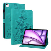 For iPad Air 11 2025 / 2024 Lily Embossed Leather Smart Tablet Case(Green)