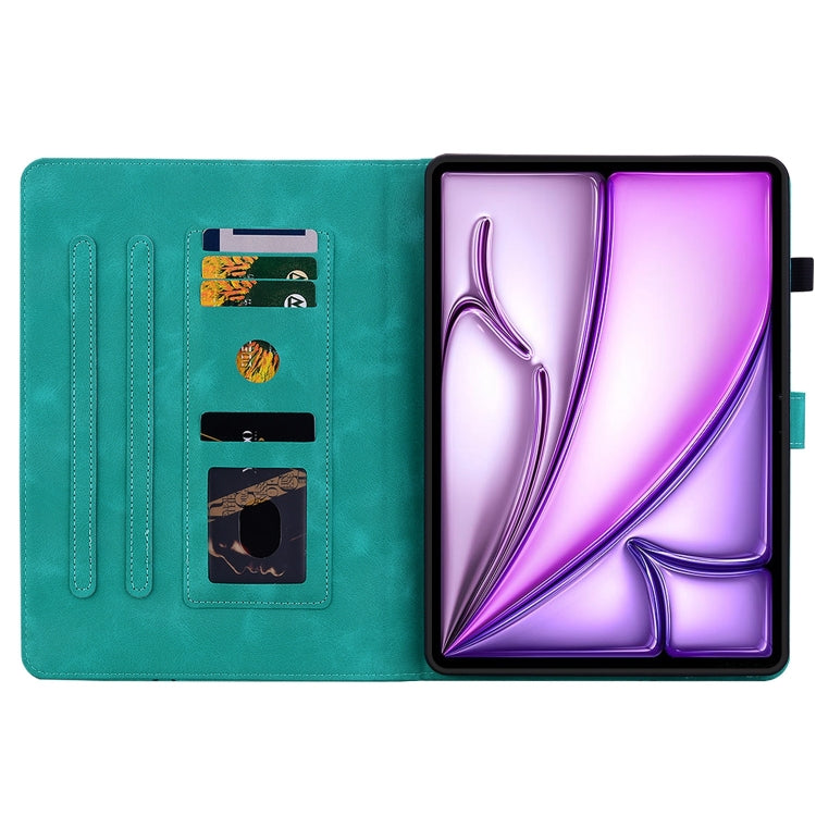 For iPad Air 11 2025 / 2024 Lily Embossed Leather Smart Tablet Case(Green)
