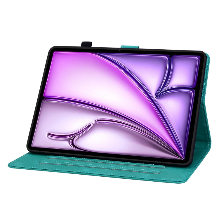 For iPad Air 11 2025 / 2024 Lily Embossed Leather Smart Tablet Case(Green)