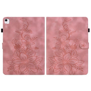 For iPad Air 11 2024 Lily Embossed Leather Smart Tablet Case(Pink)
