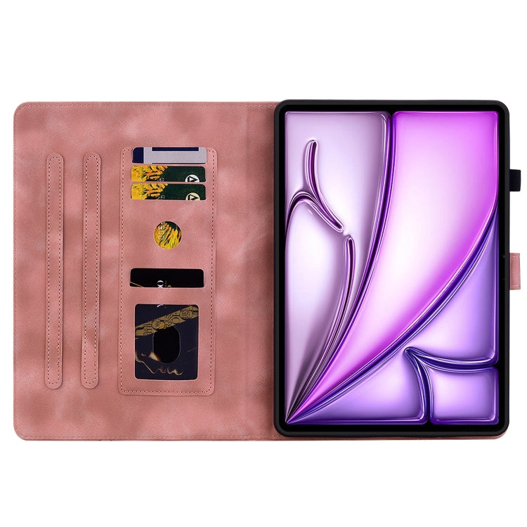 For iPad Air 11 2024 Lily Embossed Leather Smart Tablet Case(Pink)