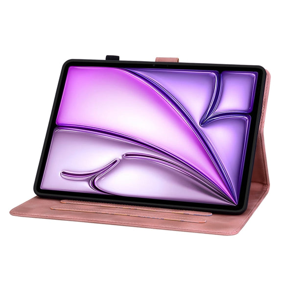 For iPad Air 11 2024 Lily Embossed Leather Smart Tablet Case(Pink)