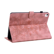 For iPad Air 11 2024 Lily Embossed Leather Smart Tablet Case(Pink)