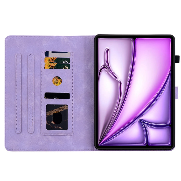 For iPad Air 11 2024 Lily Embossed Leather Smart Tablet Case(Purple)