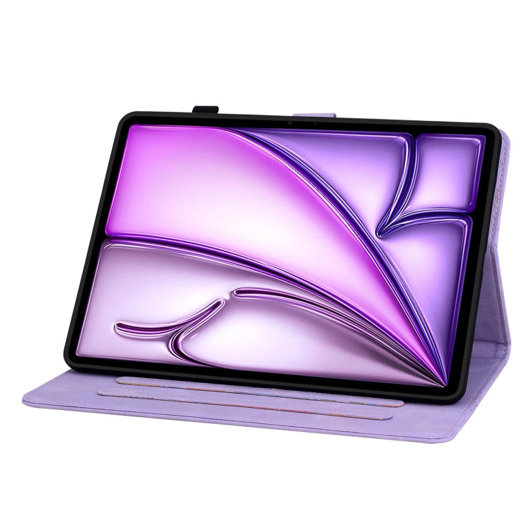 For iPad Air 11 2024 Lily Embossed Leather Smart Tablet Case(Purple)