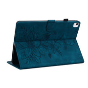 For iPad Air 11 2024 Lily Embossed Leather Smart Tablet Case(Dark Blue)