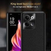 For OPPO Reno9 Pro Genuine Leather Litchi Texture Phone Case(Coffee)