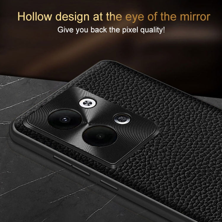For OPPO Reno9 Pro Genuine Leather Litchi Texture Phone Case(Coffee)