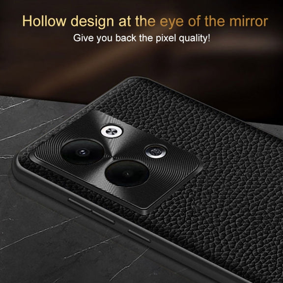For OPPO Reno9 Pro Genuine Leather Litchi Texture Phone Case(Coffee)