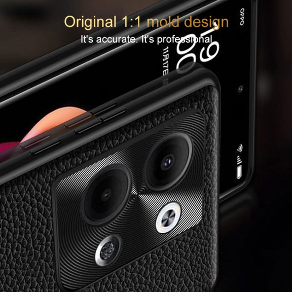 For OPPO Reno9 Pro Genuine Leather Litchi Texture Phone Case(Coffee)