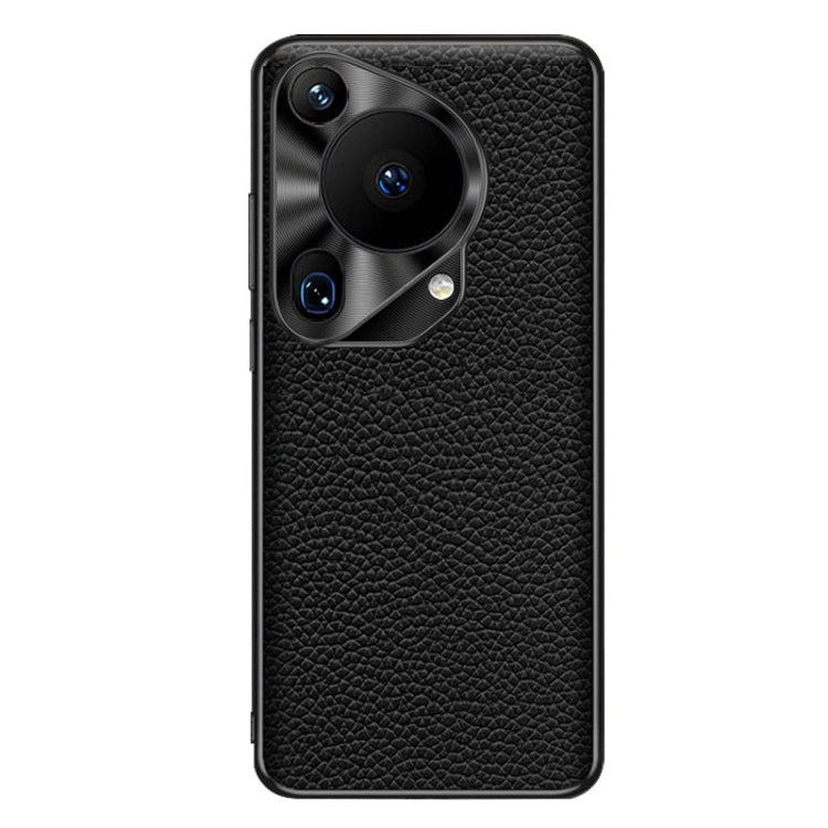 For Huawei Pura 70 Ultra Genuine Leather Litchi Texture Phone Case(Black)