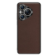 For Huawei Pura 70 Pro / 70 Pro+ Genuine Leather Litchi Texture Phone Case(Coffee)