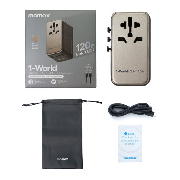 MOMAX UA15 1-World+ 120W Gallium Nitride Global Conversion Socket Power Adapter