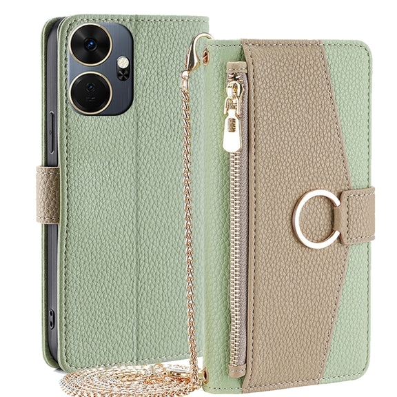 For Itel P55+ 4G Crossbody Litchi Texture Leather Phone Case(Green)