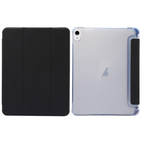 For iPad Air 11 2025 / 2024 3-folding Electric Pressed Skin Texture Leather Tablet Case(Black)