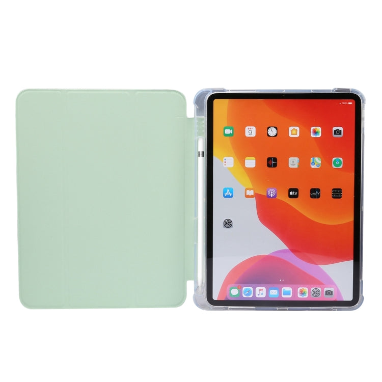 For iPad Air 11 2025 / 2024 3-folding Electric Pressed Skin Texture Leather Tablet Case(Green)