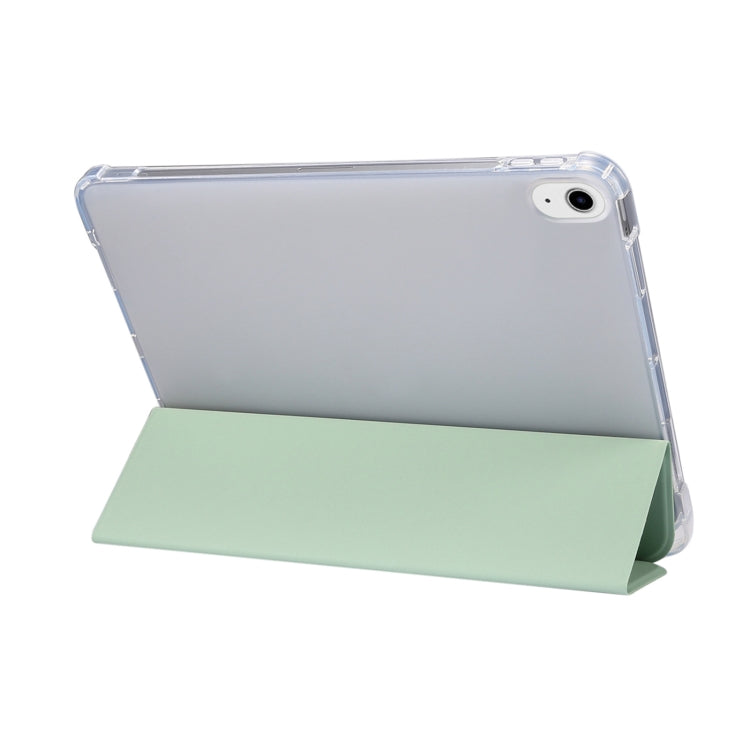 For iPad Air 11 2025 / 2024 3-folding Electric Pressed Skin Texture Leather Tablet Case(Green)