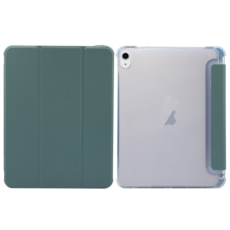 For iPad Air 11 2024 3-folding Electric Pressed Skin Texture Leather Tablet Case(Deep Green)