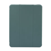 For iPad Air 11 2024 3-folding Electric Pressed Skin Texture Leather Tablet Case(Deep Green)