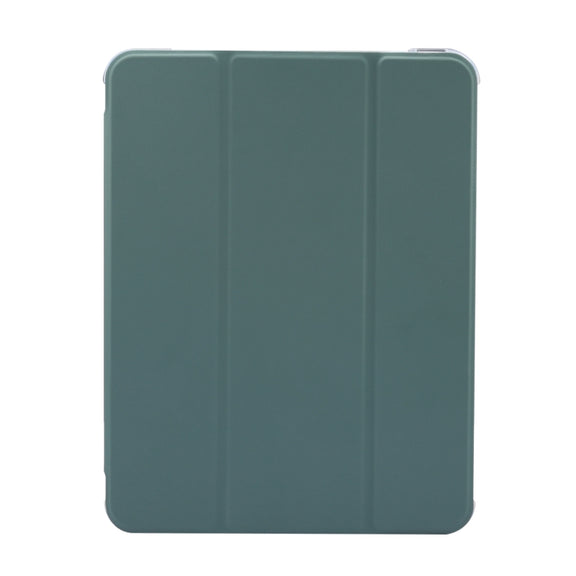 For iPad Air 11 2024 3-folding Electric Pressed Skin Texture Leather Tablet Case(Deep Green)