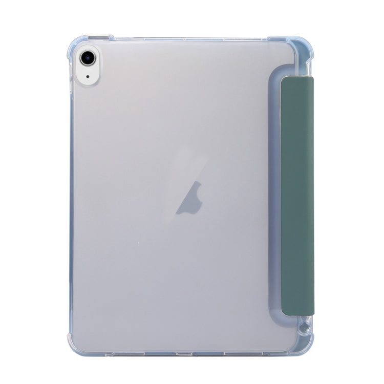For iPad Air 11 2024 3-folding Electric Pressed Skin Texture Leather Tablet Case(Deep Green)