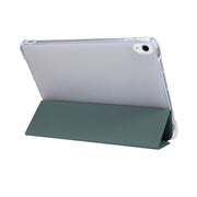 For iPad Air 11 2024 3-folding Electric Pressed Skin Texture Leather Tablet Case(Deep Green)